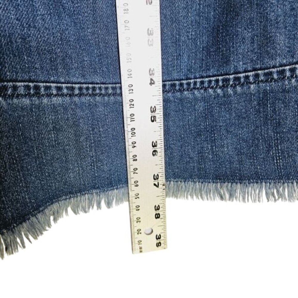 J. Jill Denim Sleeveless Dress With Bow Back S  Cotton Frayed Hem Pockets‎ Y2K - Picture 8 of 12